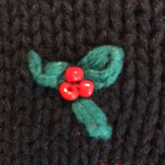 Vintage ERIKA II HandKnit 3X Cotton Ramie Holiday Sweater Poinsettia Holly NEW - Picture 11 of 16